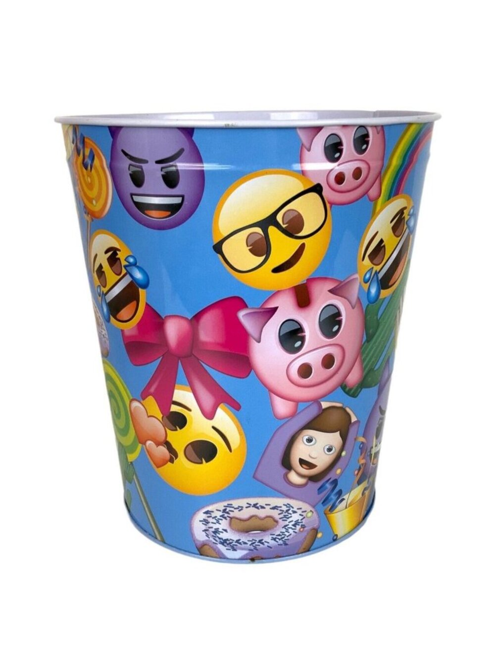 Emoji Metal Wastebasket Trash Can For Kids Room Dorm Or Bathroom